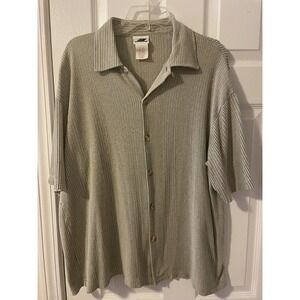 Vintage Wooden Dog Button Up Shirt Retro Cotton Blend Size Large Made in USA